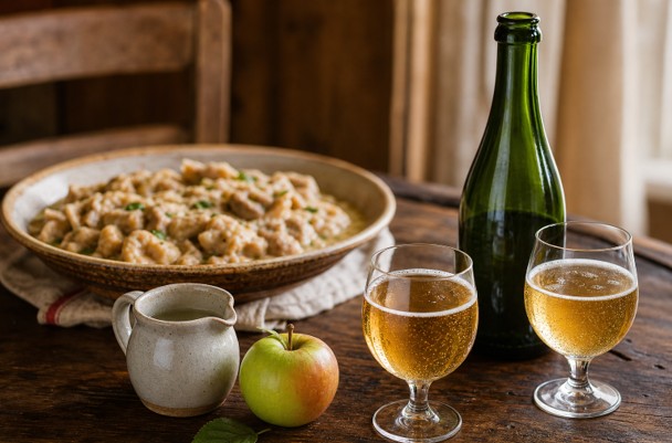 Cidre avec des tripes mode Caen
