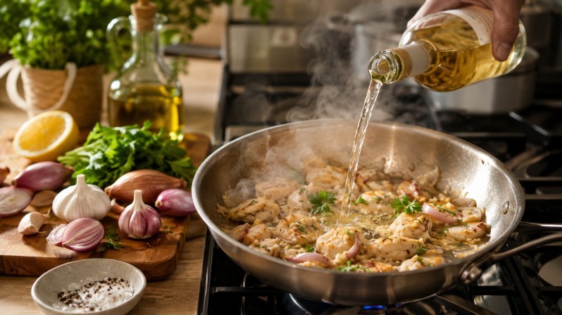 vin blanc en cuisine
