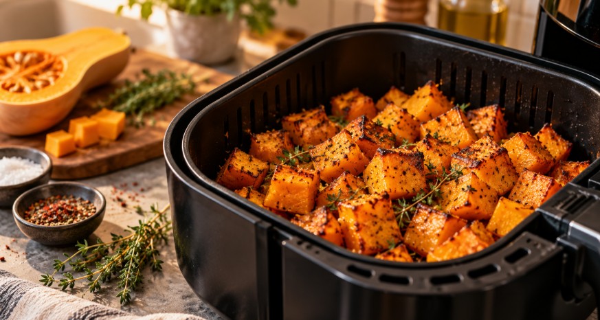 Butternut rôtie dans le panier du Air Fryer