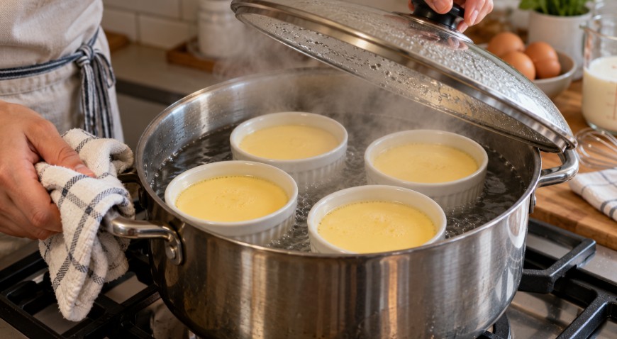 cuire les flans au bain-marie