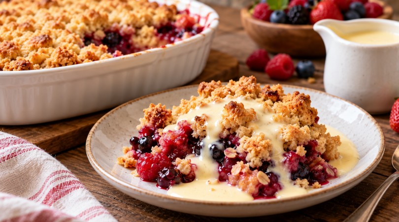 Le crumble aux pommes ou aux fruits rouges