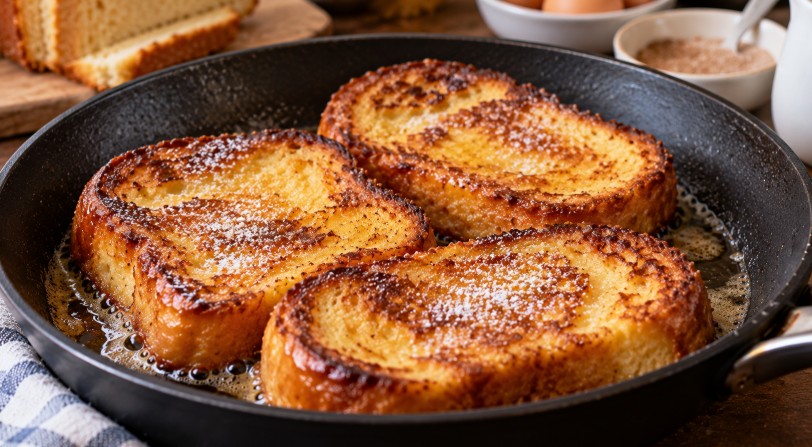 pain perdu dorée à la poêle